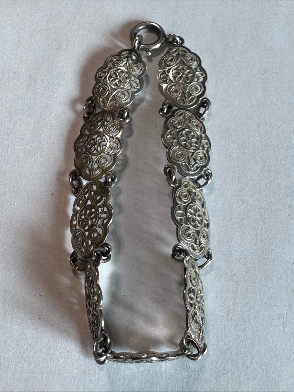 Vintage Silver Italian Filigree Bracelet Handcrafted by Santini S.r.l in Arezzo